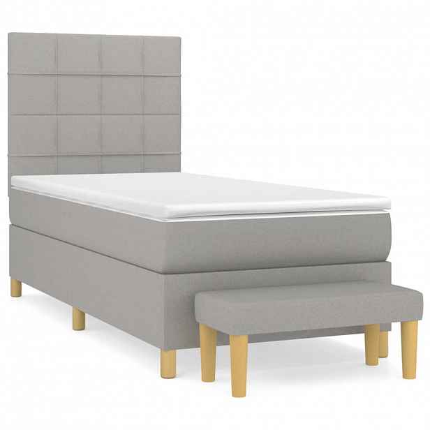 vidaXL Box spring postel s matrací světle šedá 90x190 cm textil