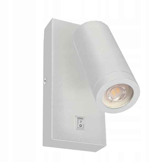 Nástěnná lampa bílá tuba s pohyblivým vypínačem Doku 1xGU10 4W Brosline