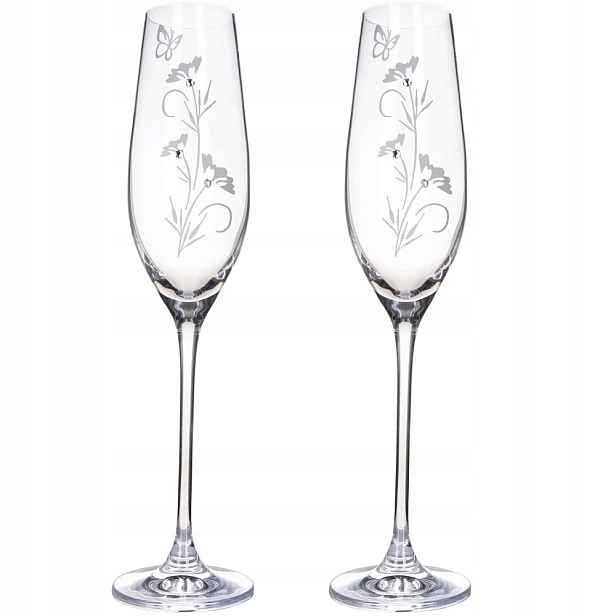 Sklenice na sekt s krystaly Precoisa 210ml Flower 2 ks