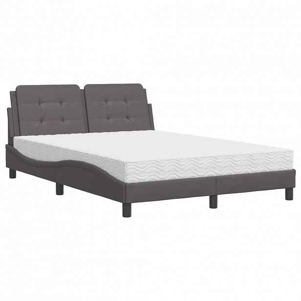 vidaXL Postel s matrací Zadar šedá 120 x 200 cm umělá kůže