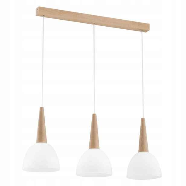 Závěsná lampa Alfa Bera trojitá 3xE27 světlé dřevo/bílé stínítko