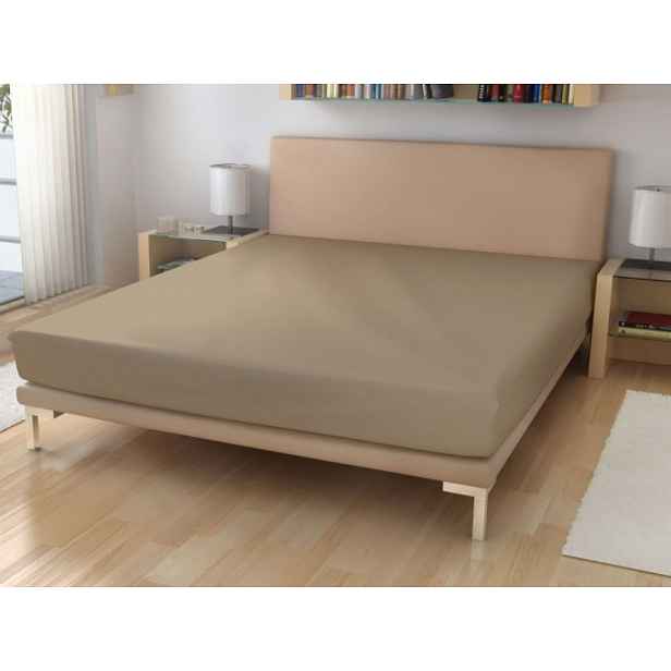 Jednolůžkové prostěradlo z bavlněného froté Zvolte barvu: Béžová, Zvolte rozměr: 120 x 200 cm