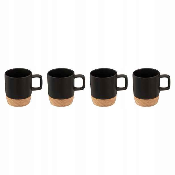 Keramické hrnky s bambusovým podstavcem, 4 x 120 ml, praktická sada