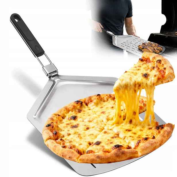 Lopata Na Pizzu Špachtle Dlouhá Skládací 62.5 cm Nerezová Ocel Dřevo