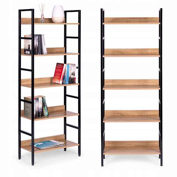 ModernHome CWJ6028160CL Vysoký regál s 5 policemi, kov Mdf
