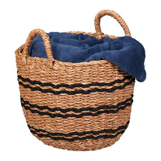 Pletený úložný koš z mořské trávy s držadly, 35 cm