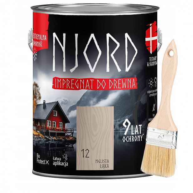Sada Njord Ochranná Impregnace Na Dřevo 5 L Mlhavá Louka Štětec 50 MM