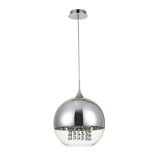 Závěsná lampa chromovaná skleněná stínidlo koule s krystaly glamour 30 cm Maytoni