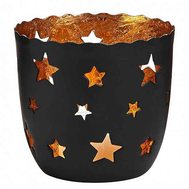 Butlers DELIGHT Svícen na čajovou svíčku hvězdy malý - černá/zlatá