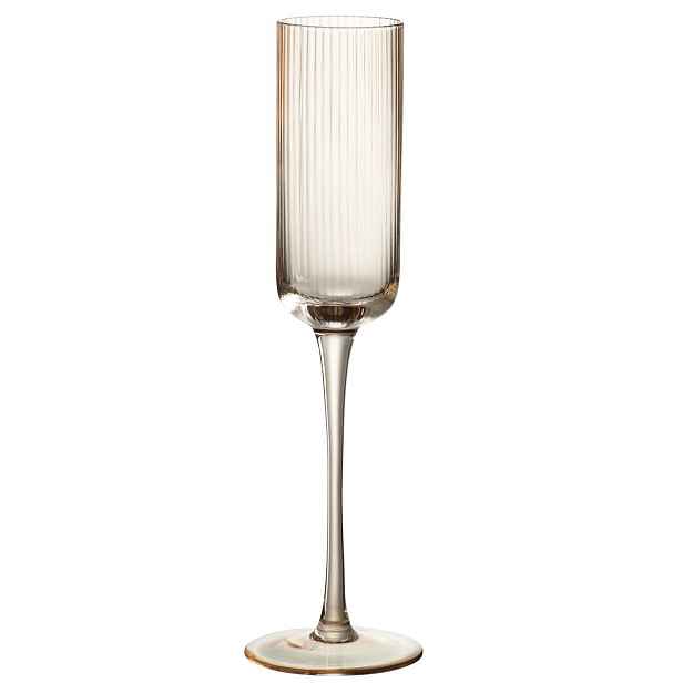 Jantarová sklenička na šampaňské s vroubkováním Ralph - Ø7*26cm / 180ml J-Line by Jolipa
