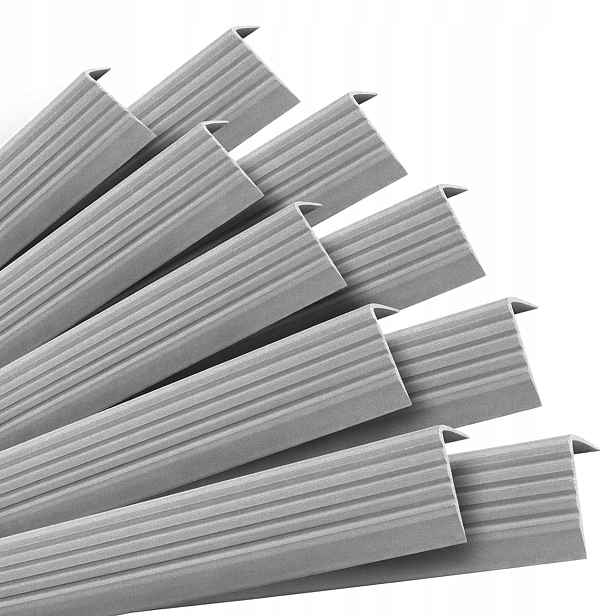 10 x Samolepící protiskluzové schodišťové profily, stříbrné, 40 x 25 mm, 1
