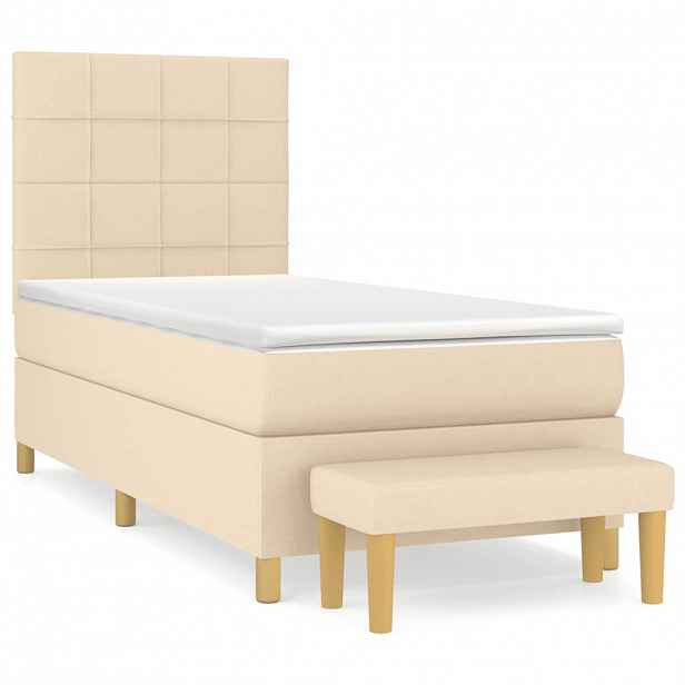 vidaXL Box spring postel s matrací krémová 90x190 cm textil
