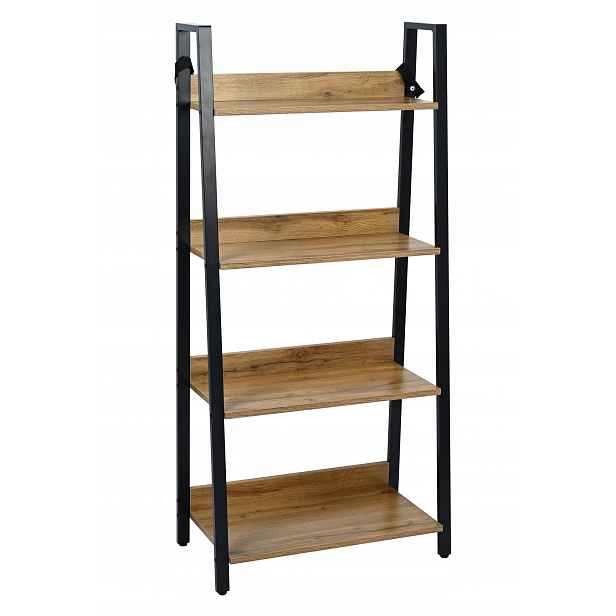 Regál loft žebřík police dub přírodní moderní industriální 124 cm