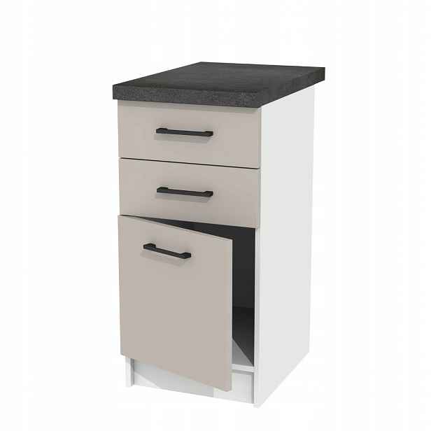 Spodní kuchyňská skříňka 40 cm s zásuvkami Kašmír a deskou District Dark
