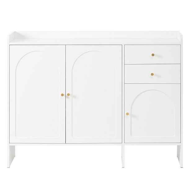 Urban Meuble BOTNÍK bílý 120 cm s obloukovým designem, 3 dvířky a 2 zásuvkami