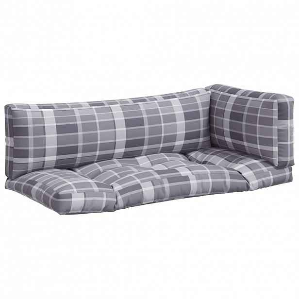 vidaXL Podušky na palety 3 ks šedé kostkované textil