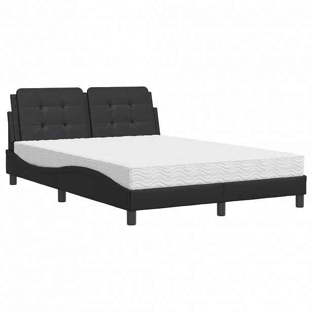 vidaXL Postel s matrací Zadar černá 140 x 190 cm umělá kůže