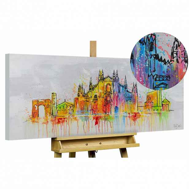 KUNSTLOFT RUČNĚ MALOVANÝ AKRYLOVÝ OBRAZ ŠEDÝ, 120/60 CM