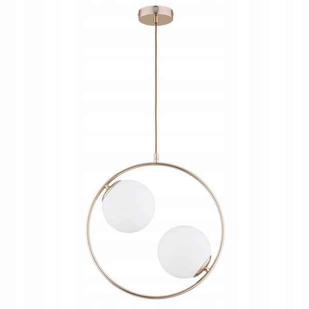 Alfa Závěsná lampa Avia 2xE14 10W Mosazná obruč Bílé koule