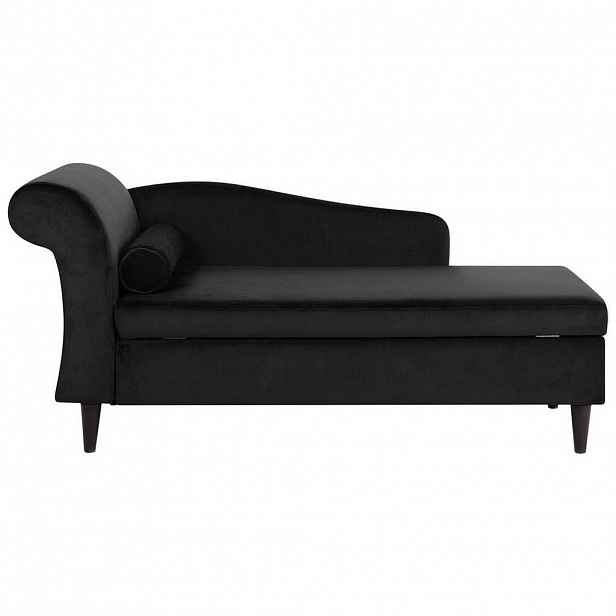 Beliani ČALOUNĚNÉ LEHÁTKO CHAISE LONGUE Sametová látka černé levostranné Luiro