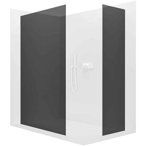 Sprchová zástěna Walk-in Crystal T L/P - 8 mm - bezvzpěrový systém - bílá matná, grafitové sklo - 130x50x200 cm