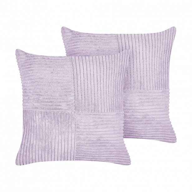 Beliani DEKORATIVNÍ POLŠTÁŘ CORD sada 2 ks Fialový 43/43 cm Millet