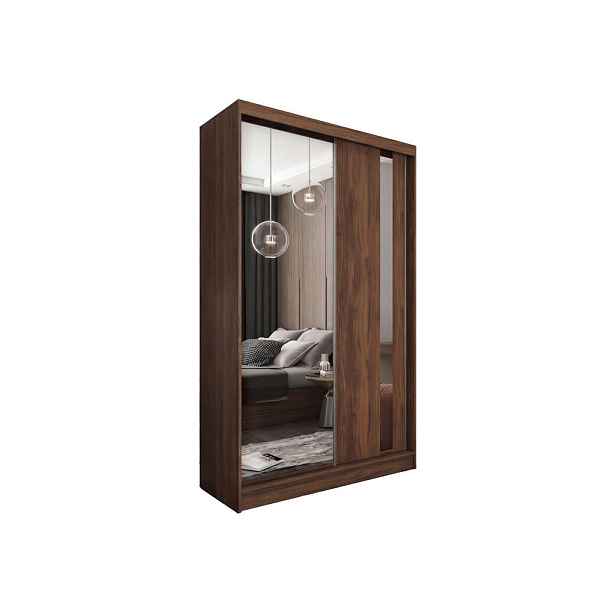 MASSENO ŠATNÍ SKŘÍŇ S POSUVNÝMI DVEŘMI GRAZIA, 120/216/61 cm moderní 2dveřová se zrcadlem, dekor ořech