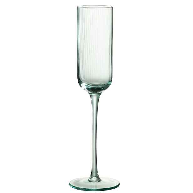 Mentolová sklenička na šampaňské s vroubkováním Ralph - Ø7*26cm / 180ml J-Line by Jolipa