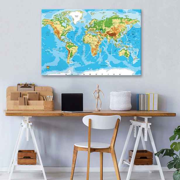 Obraz 120x80 Mapa světa v odstínech šedé Moderní akcent