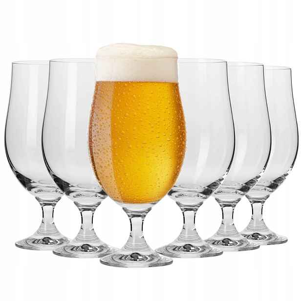 Skleněné pokále na pivo typu ležák Krosno Harmony 620 ml velké na nožce 6 Ks