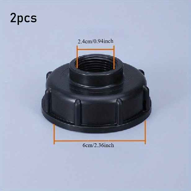 TEMU 2ks Odolné armatury pro IBC nádrže S60X6 hrubý adaptérový konektor se závitovým víčkem 60mm vnitřní závit na 1/2" 3/4" 1" závitové víčko