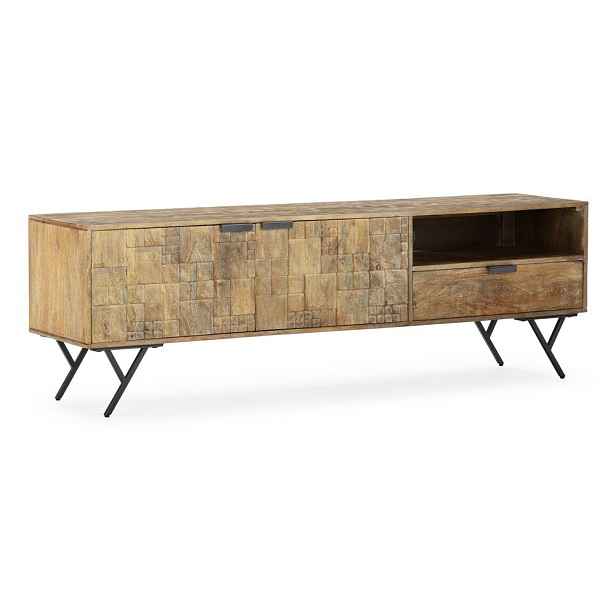 TV stolek z mangového dřeva v přírodní barvě 175x55x40 cm Priya – MOME