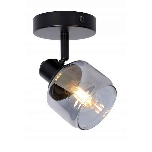 Černá skleněná nástěnná lampa s nastavitelným stínidlem Lucide