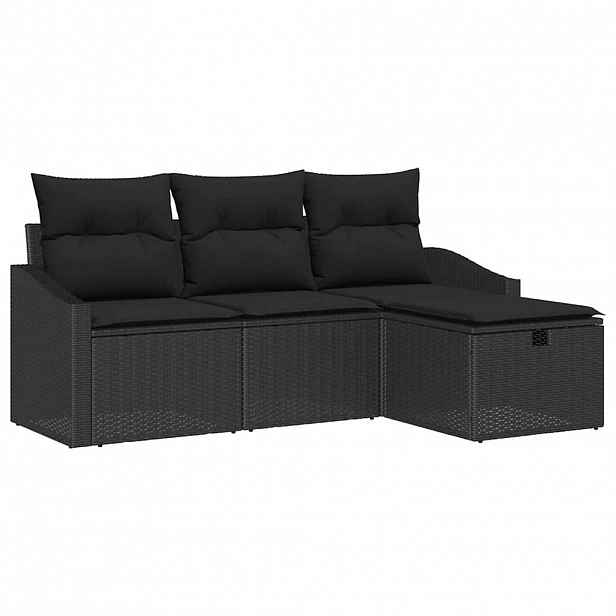 vidaXL Set pohovek 4 ks Černá polyratan