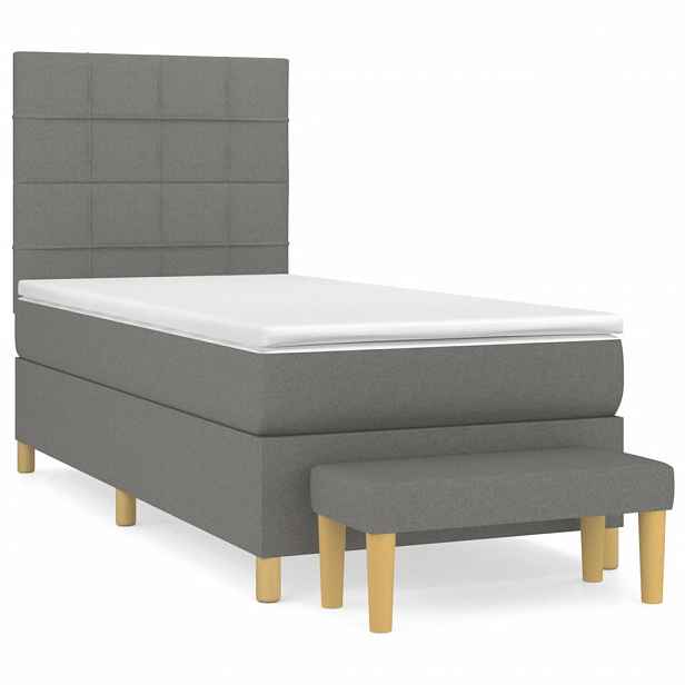 vidaXL Box spring postel s matrací tmavě šedá 90x200 cm textil