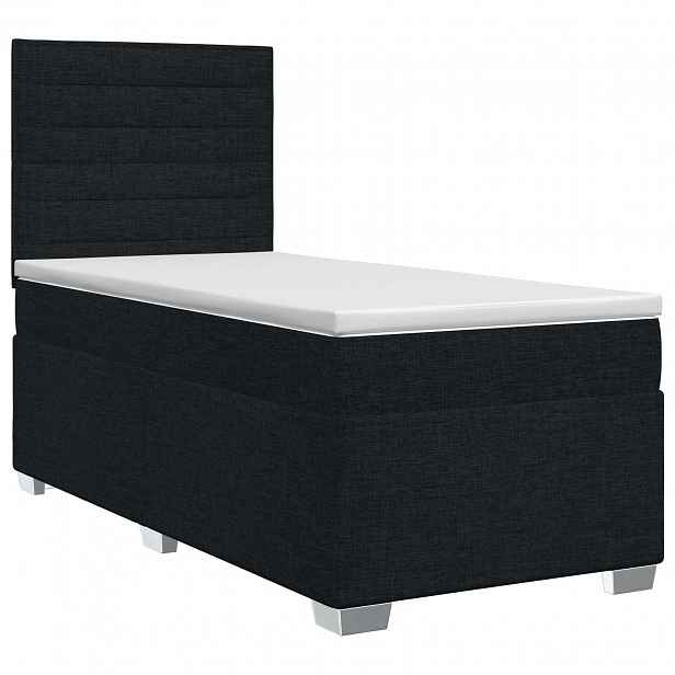 vidaXL Postel boxspring s matrací s LED pásky Černá 90 x 200 cm Textil