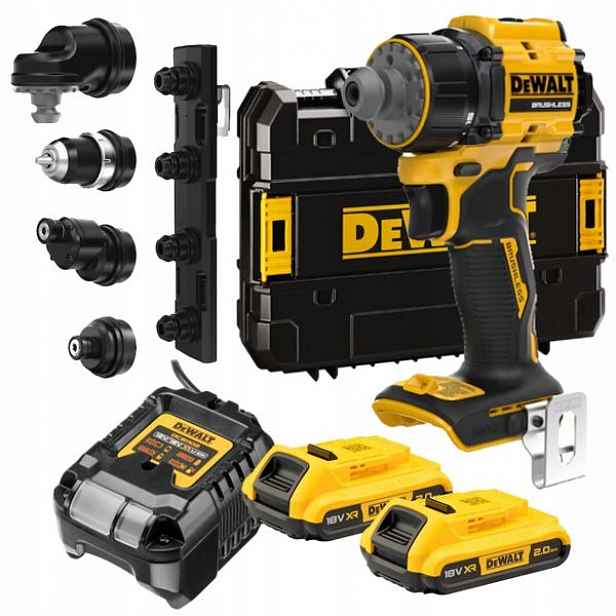 aku vrtačka se 4 vyměnitelnými hlavami, 18V DeWALT [DCD803D2T-QW]
