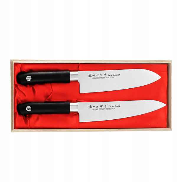 Satake Sword Smith sada nůž šéfa 18 santoku 17 cm dřevěná krabička