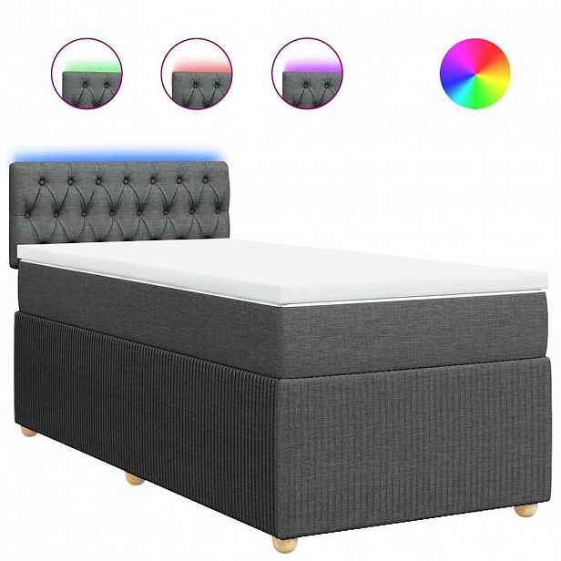 vidaXL Box spring postel s matrací tmavě šedá 80 x 200 cm textil