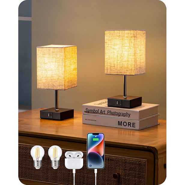 2 X Noční Lampa Dotykový Stmívač Usb 2700K Moderní