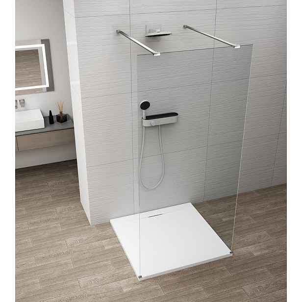 Polysan Esca - Sprchová stěna Walk-In 100x210 cm, Antidrop, čiré sklo/chrom ES1010-05