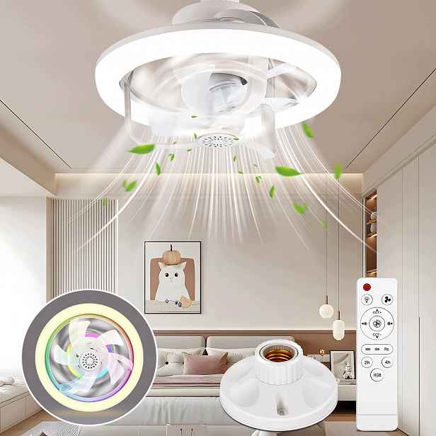 Stropní ventilátor Yoohberrys s osvětlením, moderní styl, 52 palců