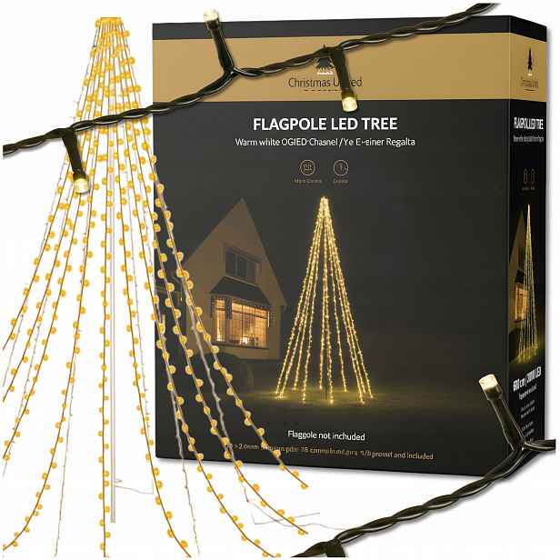 Velký Venkovní Vánoční Stromek Fairybell 600 cm 3000 Led Teplá Bílá