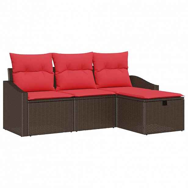 vidaXL Set pohovek 4 ks Hnědá Poly ratan