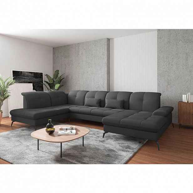 Sit & More SEDACÍ SOUPRAVA, textil, tmavě šedá