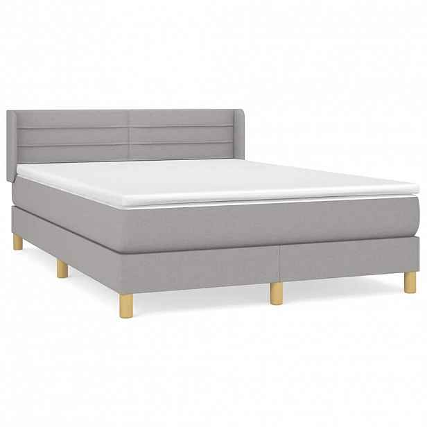 vidaXL Box spring postel s matrací světle šedá 140 x 200 cm textil