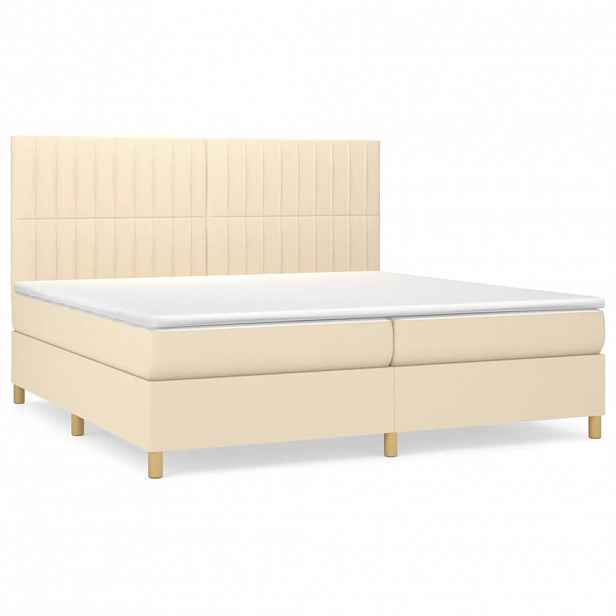 vidaXL Box spring postel s matrací krémová 200x200 cm textil