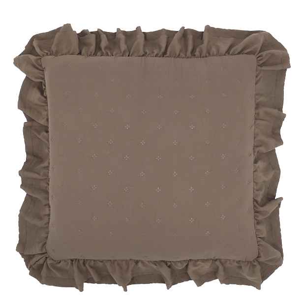 Hnědý povlak na polštář s volánkovým okrajem Aix Soft – 50*50 cm Chic Antique