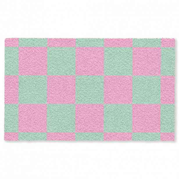 MuchoWow ROHOŽKA Šachovnicový vzor - zelená - růžová - kostky 150x90 cm