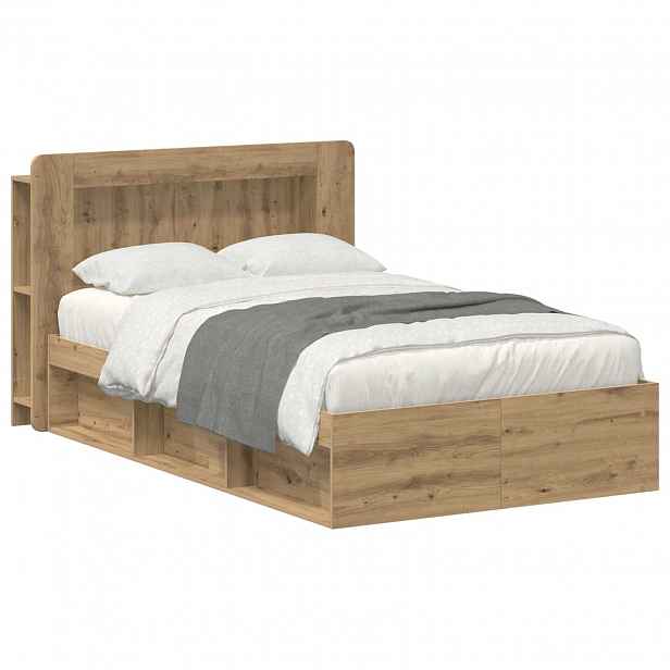 vidaXL Rám postele s úložným prostorem s čelo Dub artisan 120 x 190 cm